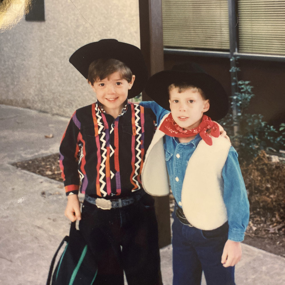 Paul Brown and Cameron Brown, dressed for Texas Day in Kindergarten